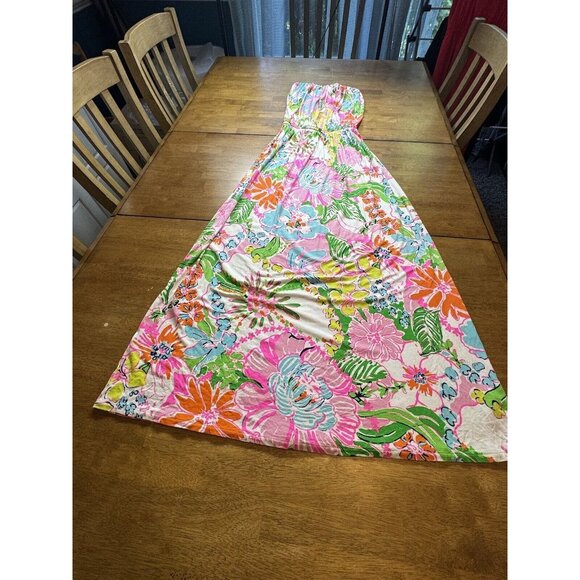 Lilly Pulitzer For Target Nosey Posey Floral Strapless Maxi Dress Womens Size M - Picture 1 of 10